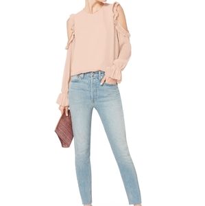 NWT, INTERMIX Nelly Ruffle Cold Shoulder Top